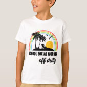 Sociaal werker buiten dienst regenboog einde schoo t-shirt (Voorkant)