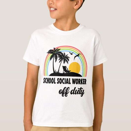 Sociaal werker buiten dienst regenboog einde schoo t-shirt (Voorkant)