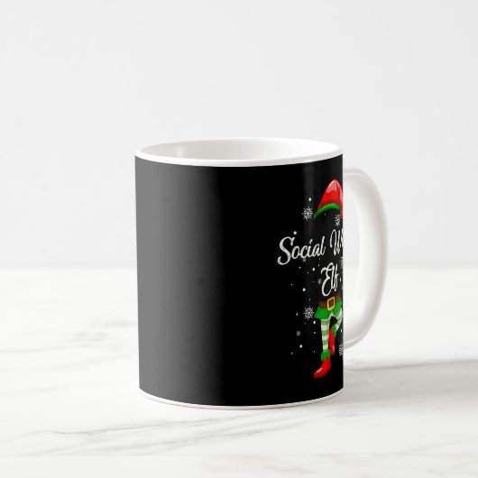 Sociaal werker Elf kostuum Grappige kerstcadeau th Koffiemok (Voorkant rechts)