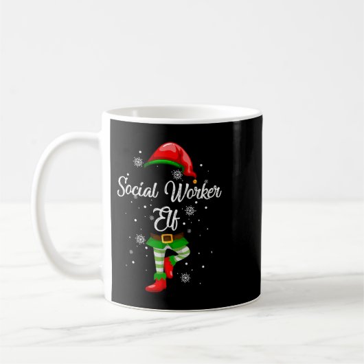 Sociaal werker Elf kostuum Grappige kerstcadeau th Koffiemok (Links)
