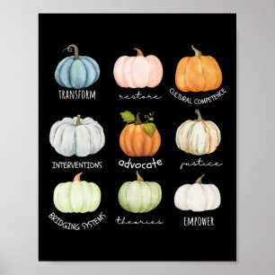 Sociaal werker Halloween Herfst pompoen Thanksgivi Poster