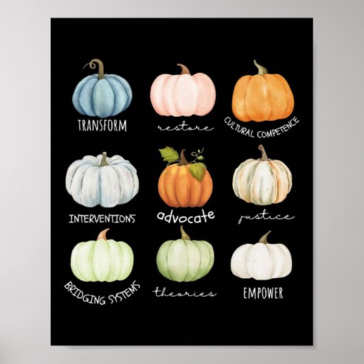 Sociaal werker Halloween Herfst pompoen Thanksgivi Poster (Voorkant)