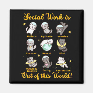 Sociaal werker kat grappige spreuk katten meme soc magneet