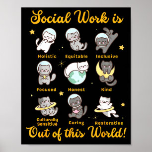 Sociaal werker kat grappige spreuk katten meme soc poster