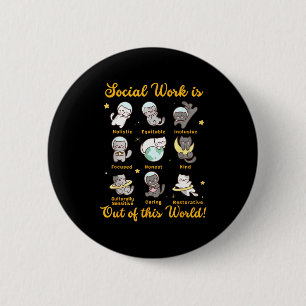 Sociaal werker kat grappige spreuk katten meme soc ronde button 5,7 cm