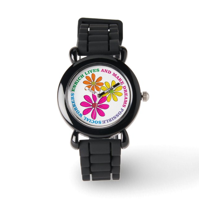Sociaal werker kijken kunstzinnige bloemen horloge (Voorkant)