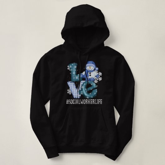 Sociaal werker Liefde Sneeuwman Vrouwen Winter Sei Hoodie (Design voorkant)