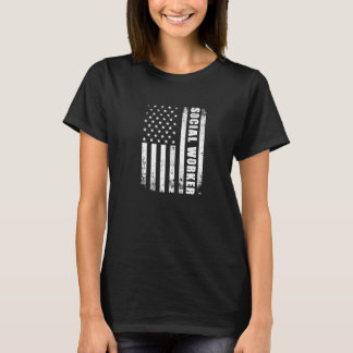 Sociaal werker met Amerikaanse vlag Amerikaanse pa T-shirt