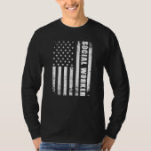 Sociaal werker met Amerikaanse vlag Amerikaanse pa T-shirt (Voorkant)