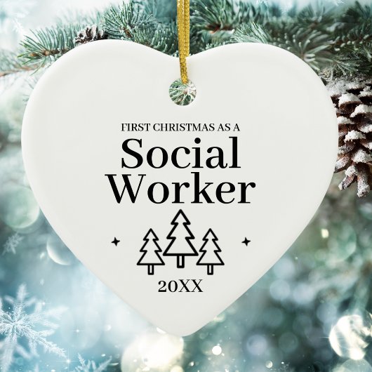 Sociaal werker Nieuwe baan Kerstmis Keramisch Ornament