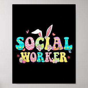 Sociaal werker op school Gelukkig Pasen Konijn Eie Poster