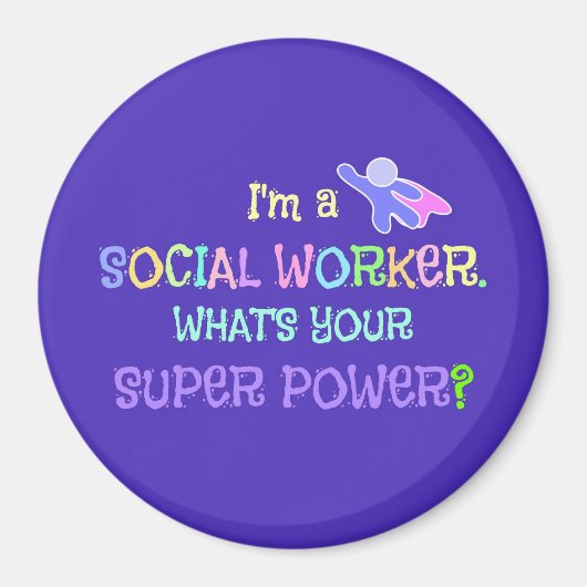 Sociaal werker, Pastel Text Funky Design Magneet (Voorkant)