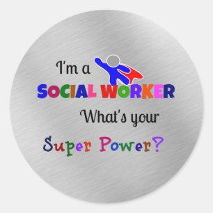 Sociaal Werker Superheld Leuk Ontwerp Ronde Sticker