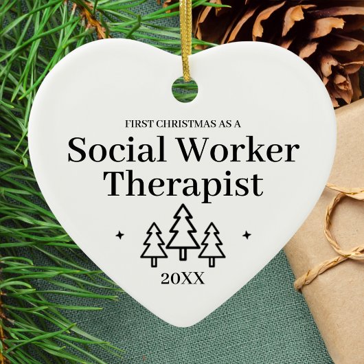 Sociaal werker Therapeut Nieuwe Job Kerstmis Keramisch Ornament