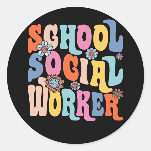 Sociaal werker van de Groovy-school die vaardighed Ronde Sticker (Voorkant)