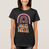 Sociaal werkers Groovy Retro  Regenboog T-shirt (Voorkant)