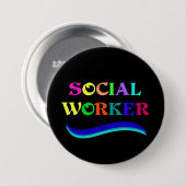 Sociaal werkers, kleurrijk tekstontwerp ronde button 7,6 cm (Voorkant /achterkant)