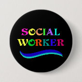 Sociaal werkers, kleurrijk tekstontwerp ronde button 7,6 cm (Voorkant)