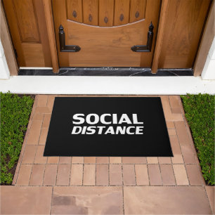 Social Afstand moderne typografie grappig zwart Deurmat
