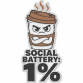 Social Battery 1% Grappige Introvert Sticker (Voorkant)
