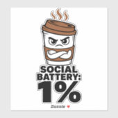 Social Battery 1% Grappige Introvert Sticker (Vel)