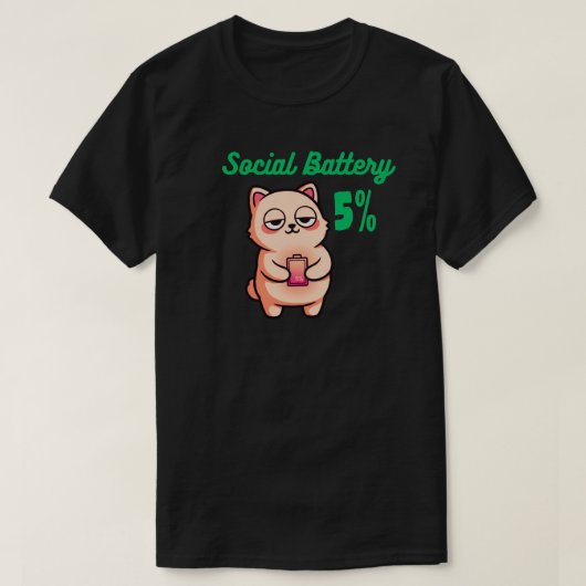 Social Battery 5% Graphic T-Shirt for Introverts (Design voorkant)