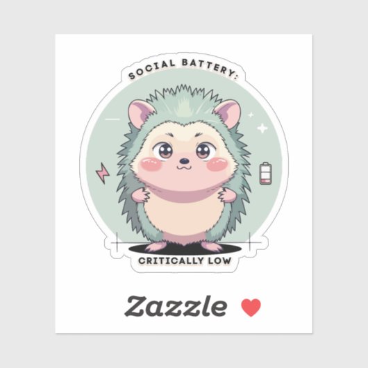 Social Battery Critically Low – Relatable Mood Sticker (Vel)