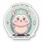 Social Battery Critically Low – Relatable Mood Sticker (Voorkant)
