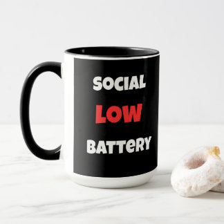 Social Battery Low Funny Coffee Mug -Black&White Mok
