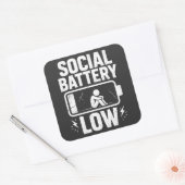 Social Battery Low Warning Vierkante Sticker (Envelop)