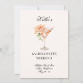 Social Club Blush Martini Cocktail w/QR Code Bach Kaart (Voorkant)