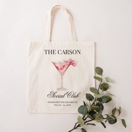 Social Club Roze Cocktail Bachelorette Canvas Tote Bag