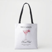 Social Club Roze Cocktail Custom Bachelorette Tote Bag (Voorkant)