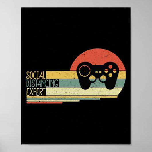 Social Distance Expert Gaming Video Gamer Poster (Voorkant)