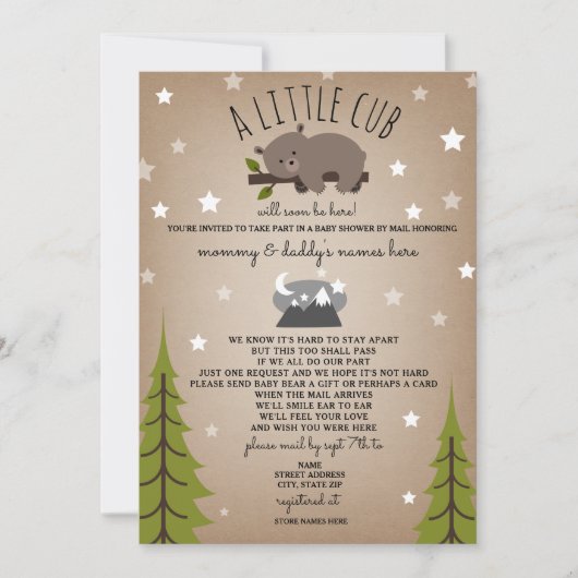 Social Distancing Baby shower Mail Beer Brown Kaart (Voorkant)