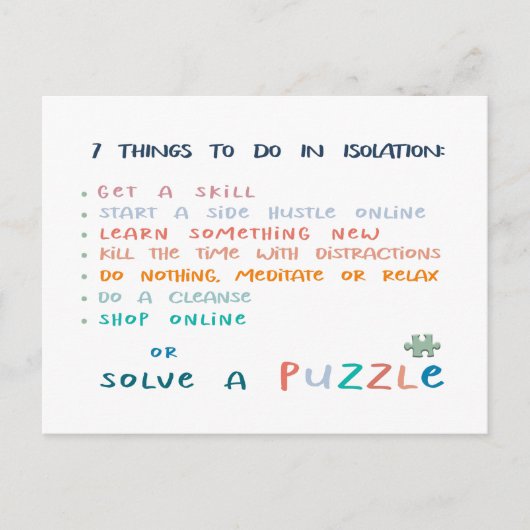 Social distancing blijf thuis inspiratie briefkaart (Voorkant)