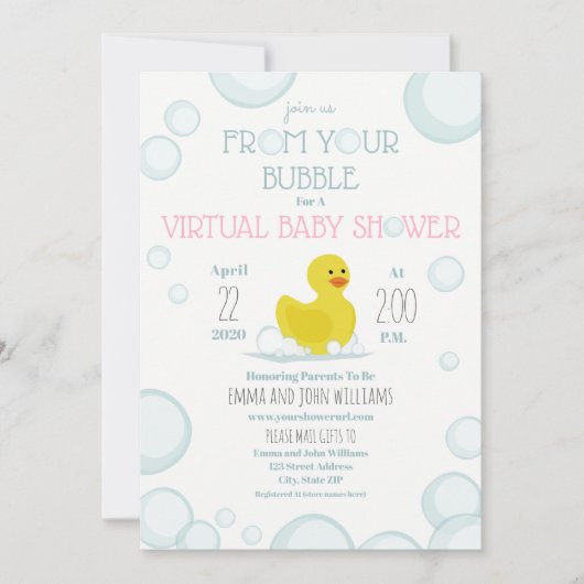 Social Distancing Bubble Virtual Baby shower Kaart (Voorkant)