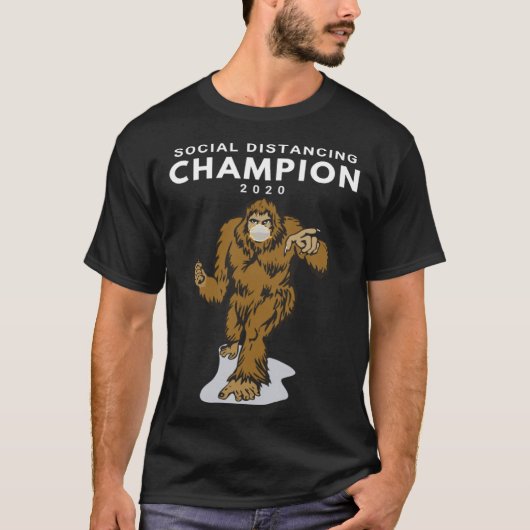 Social Distancing Champion 2020 Big Foot Sasquatch T-shirt (Voorkant)
