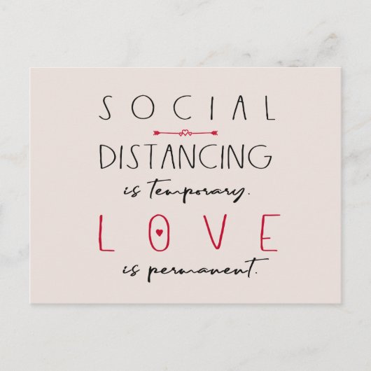 Social distancing coronavirus liefde typografie briefkaart (Voorkant)