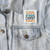 Social Distancing Expert Introvert Vierkante Button 5,1 Cm (In situ)