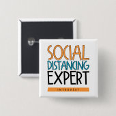 Social Distancing Expert Introvert Vierkante Button 5,1 Cm (Voorkant /achterkant)