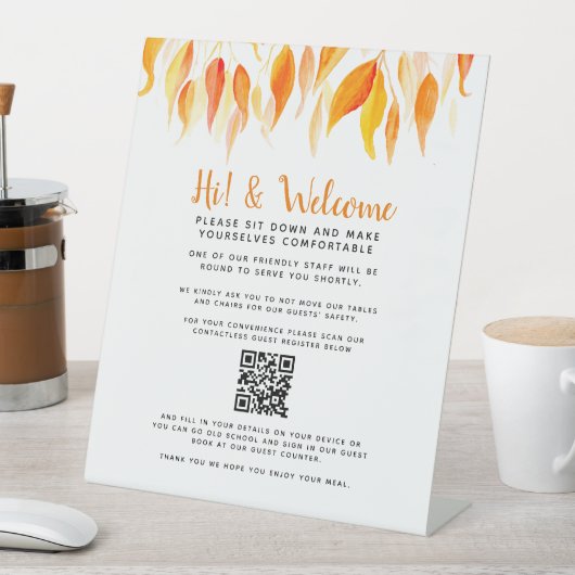 Social distancing gast contactloze QR code herfst Reclamebord Met Voetstuk (Insitu)