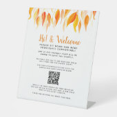 Social distancing gast contactloze QR code herfst Reclamebord Met Voetstuk (Voorkant)