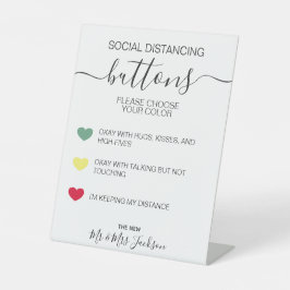 Social distancing kleurcode bruiloft reclamebord met voetstuk