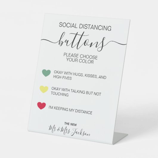 Social distancing kleurcode bruiloft reclamebord met voetstuk (Voorkant)