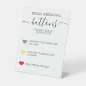 Social distancing kleurcode instructie reclamebord met voetstuk (Voorkant)