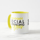 Social distancing koningin moderne typografie ontw mok (Voorkant links)