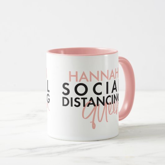 Social distancing koningin moderne typografie ontw mok (Voorkant rechts)