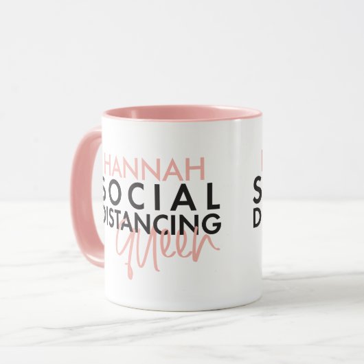 Social distancing koningin moderne typografie ontw mok (Voorkant links)