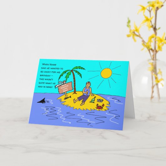 Social Distancing Male Funny Cartoon Verjaardag Kaart (Gele Bloem)